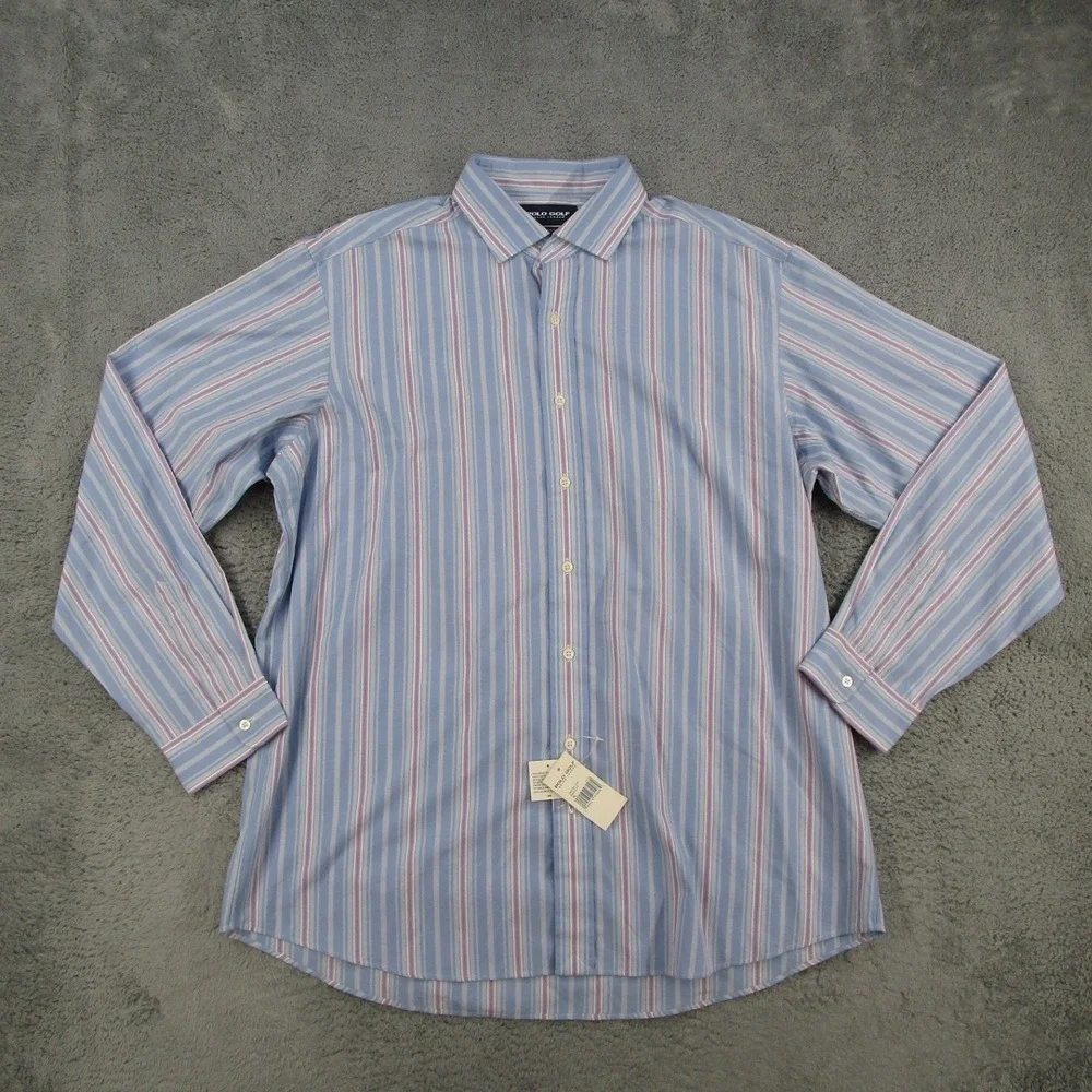 Polo Golf Ralph Lauren Westerton Shirt Mens XL Blue Stripe 100% Cotton NWT
